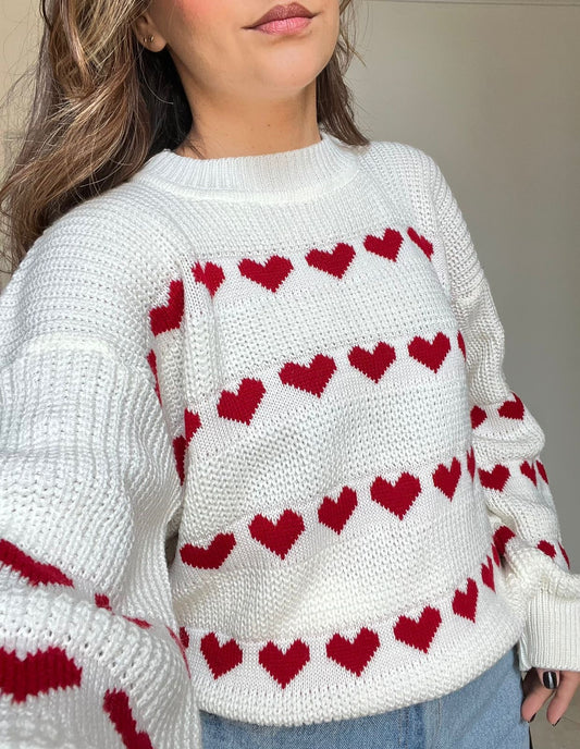 Suéter corazones blanco