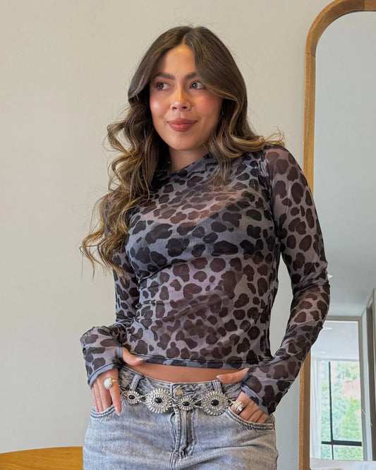 Mesh leopardo Gris