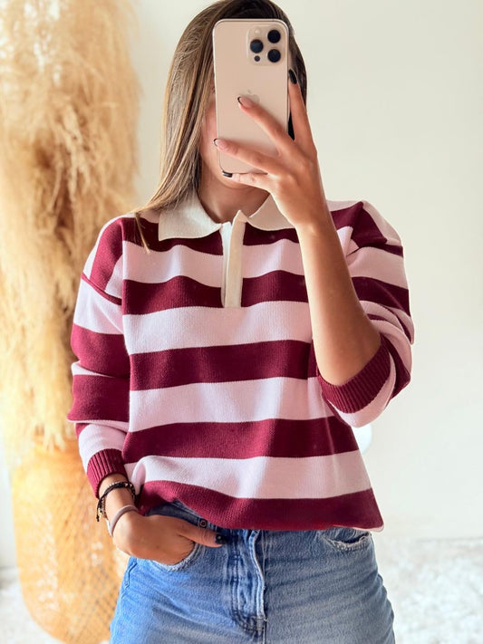 Suéter Zara Borgoña/rosa