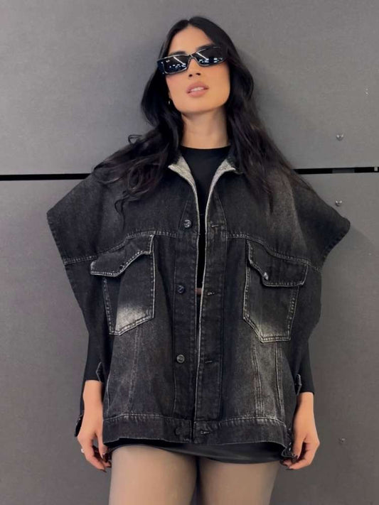 Chaleco oversize tipo poncho