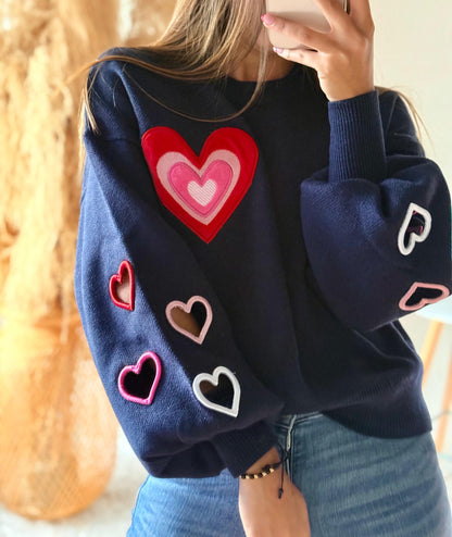 Suéter corazón troquelado
