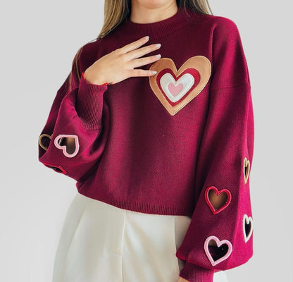 Suéter corazón troquelado