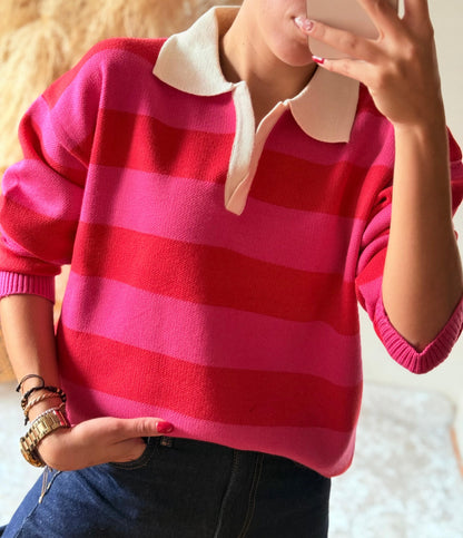 Suéter Zara fucsia/rojo