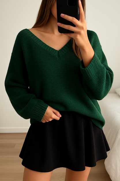 Suéter cuello V tejido