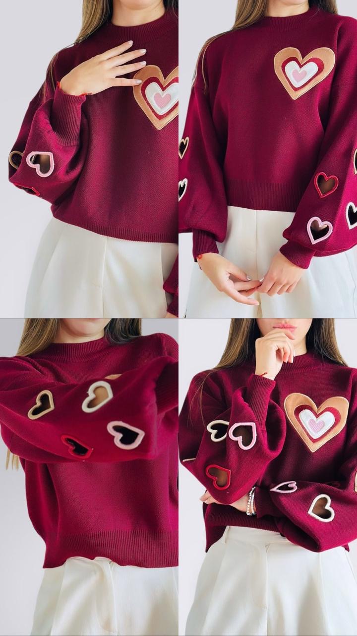 Suéter corazón troquelado