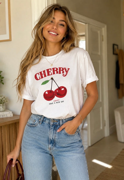 Camiseta Cherries Blanca