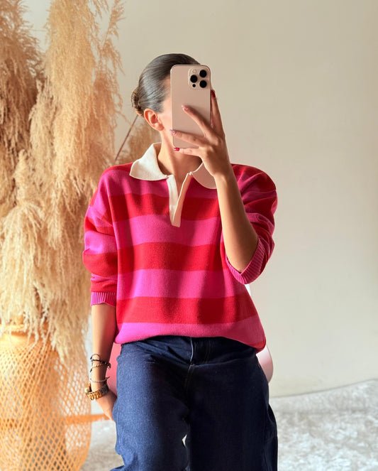 Suéter Zara fucsia/rojo