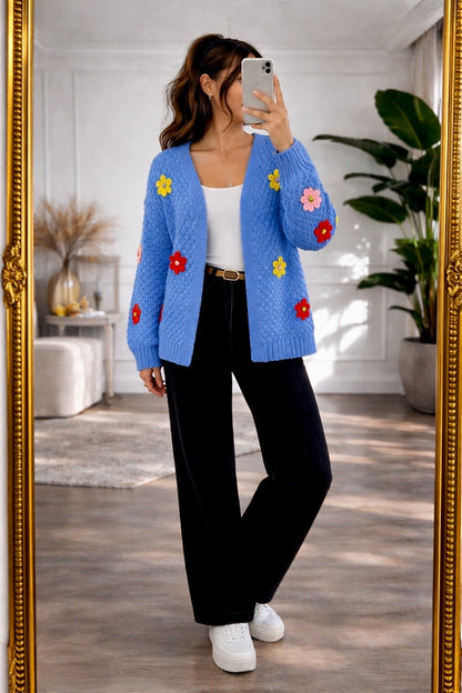 Cardigan Floral azul