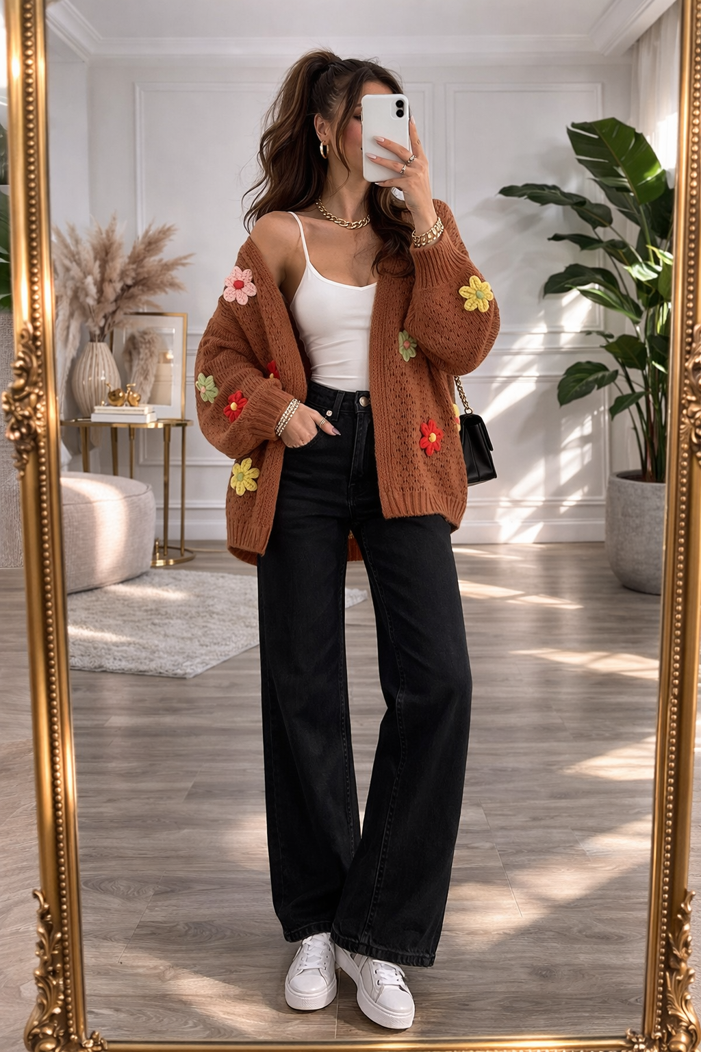 Cardigan Floral terracota