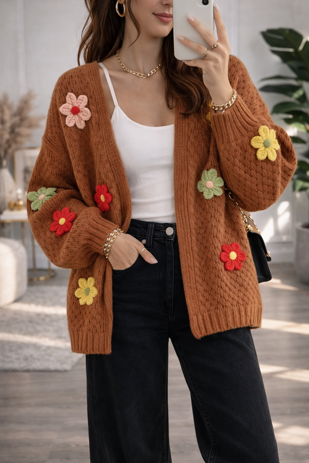 Cardigan Floral terracota