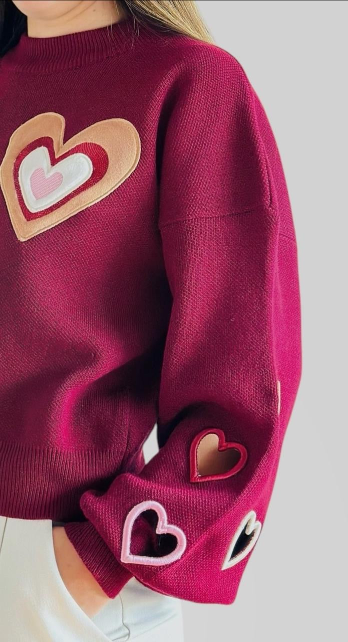 Suéter corazón troquelado