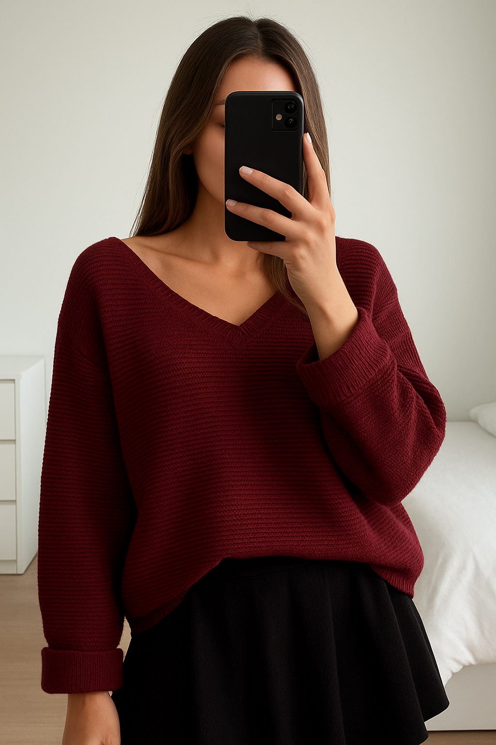 Suéter cuello V tejido