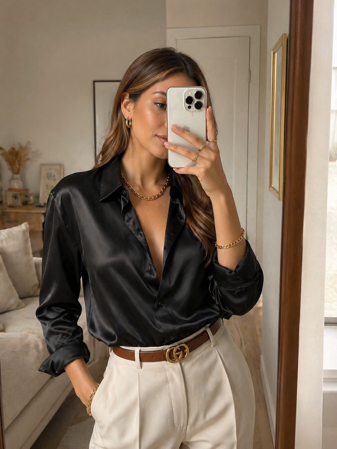 Camisa satin oversize