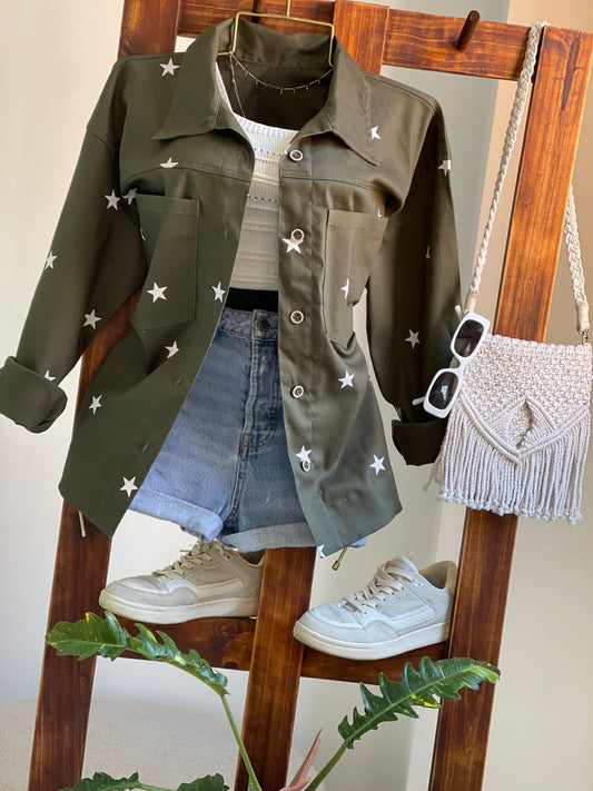 Chaqueta Stars verde militar
