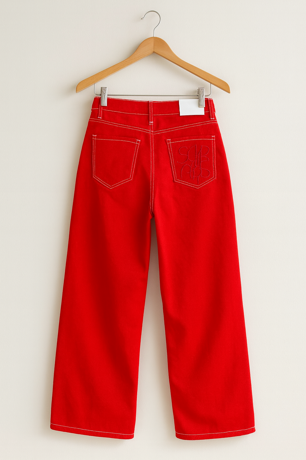 JEAN  bota ancha rojo