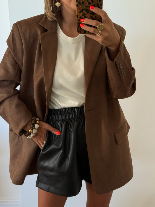 Blazer oversize café medio