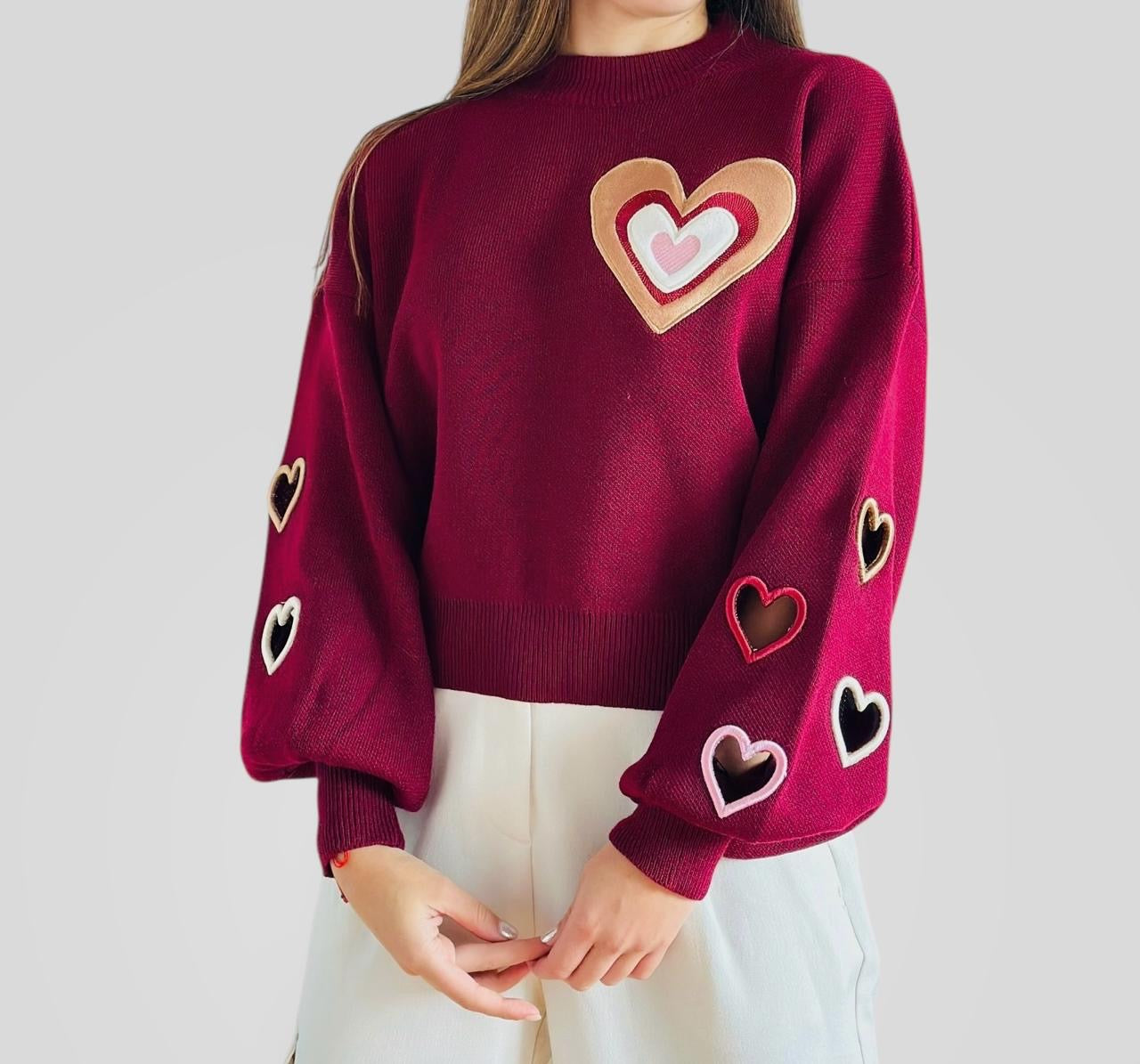 Suéter corazón troquelado