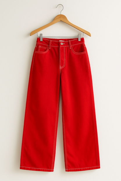 JEAN  bota ancha rojo