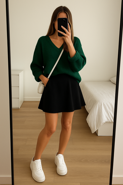 Suéter cuello V tejido