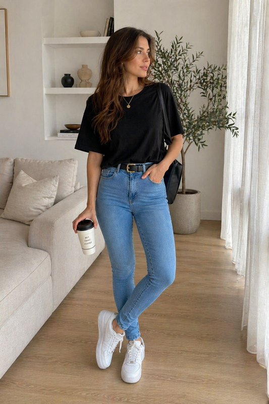 Jean skinny azul medio