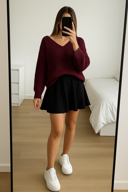 Suéter cuello V tejido