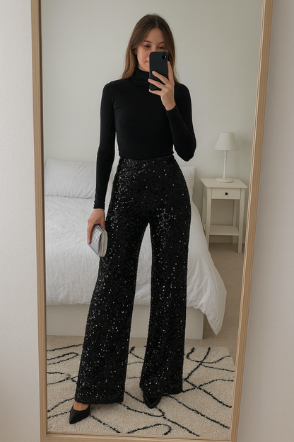 Pant Negro lentejuela