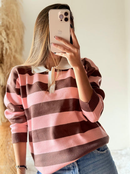 Suéter Zara Café/rosa
