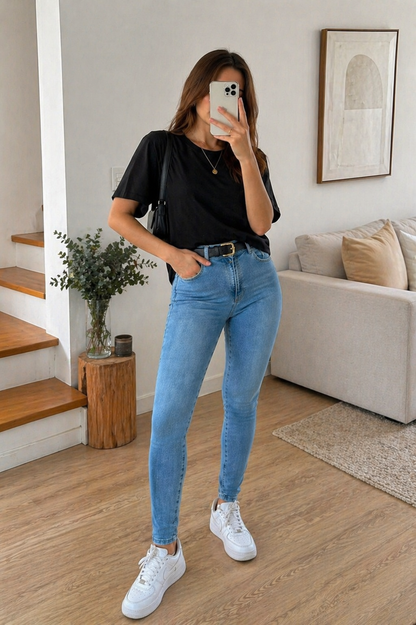 Jean skinny azul medio