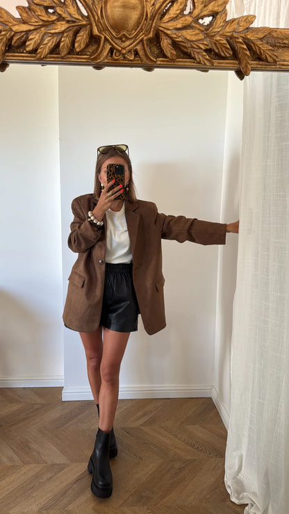 Blazer oversize café medio