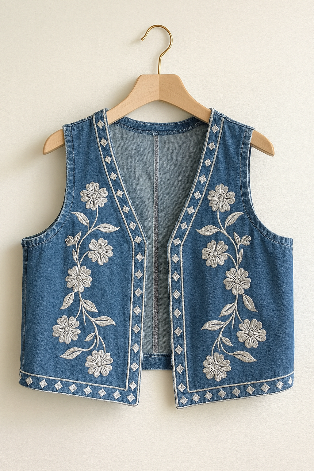 Chaleco denim bordado
