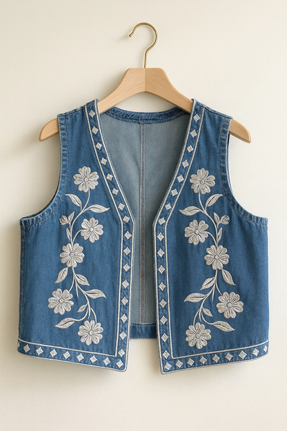 Chaleco denim bordado